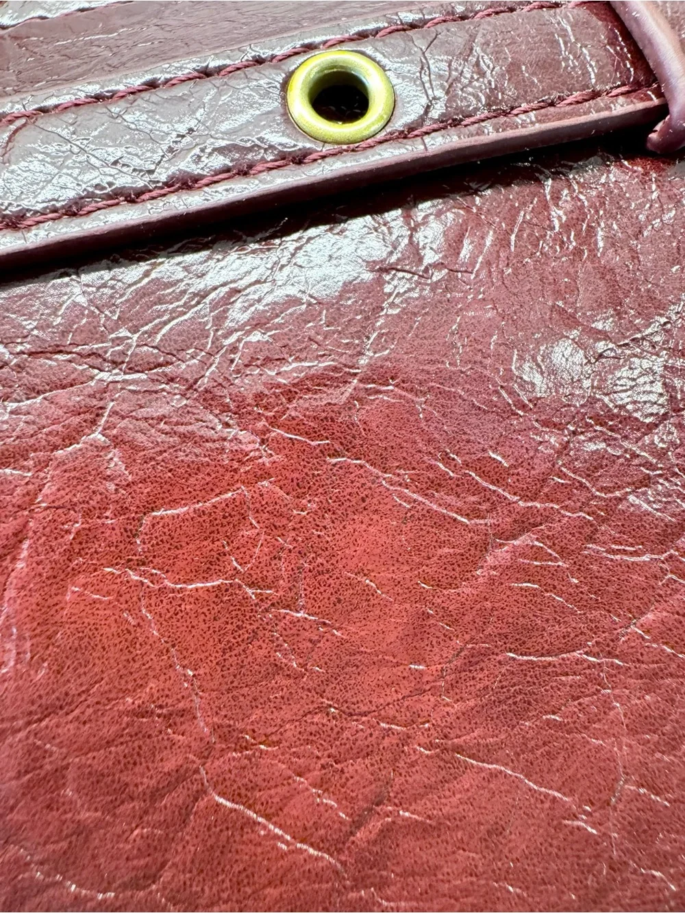 New Cranberry Red Faux Leather Shoulder Bag Purse Handbag w/ Sunglasses Holder